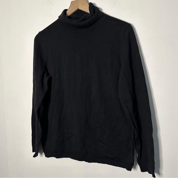 Talbots Women's Cotton Cowlneck Lightweight Black Sweater Size Large Petite - Picture 7 of 7
